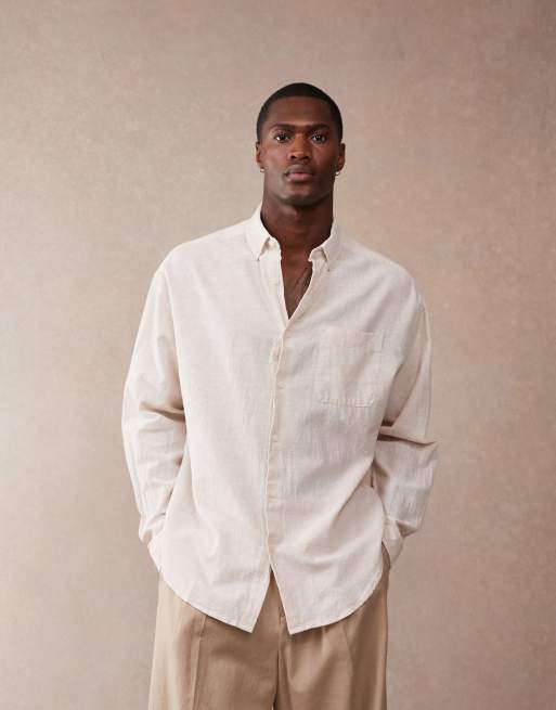  ASOS DESIGN - Camicia oversize anni '90 in lino écru