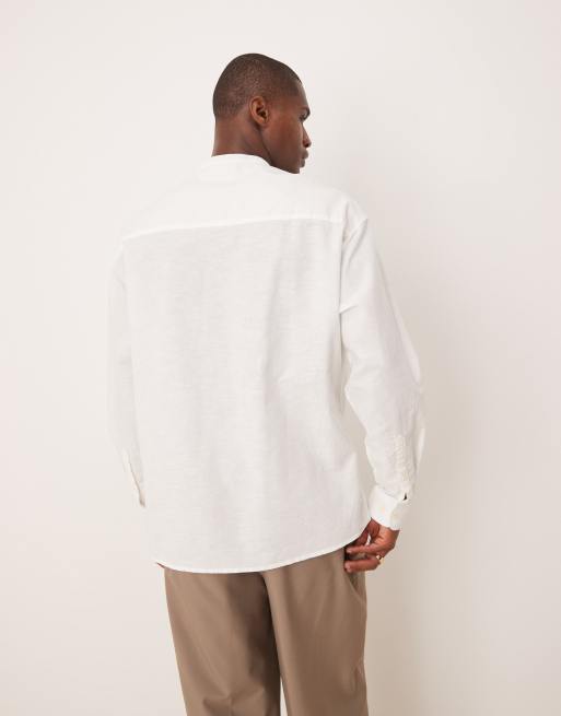 ASOS DESIGN - Camicia oversize anni '90 in misto lino bianca, 2 di 4