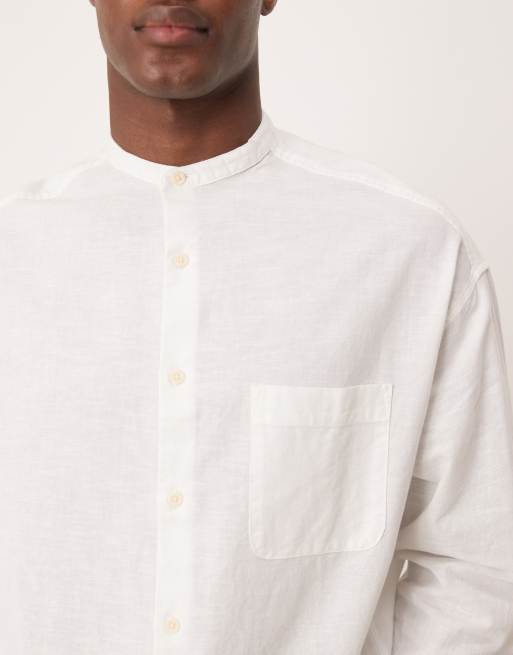 ASOS DESIGN - Camicia oversize anni '90 in misto lino bianca, 3 di 4