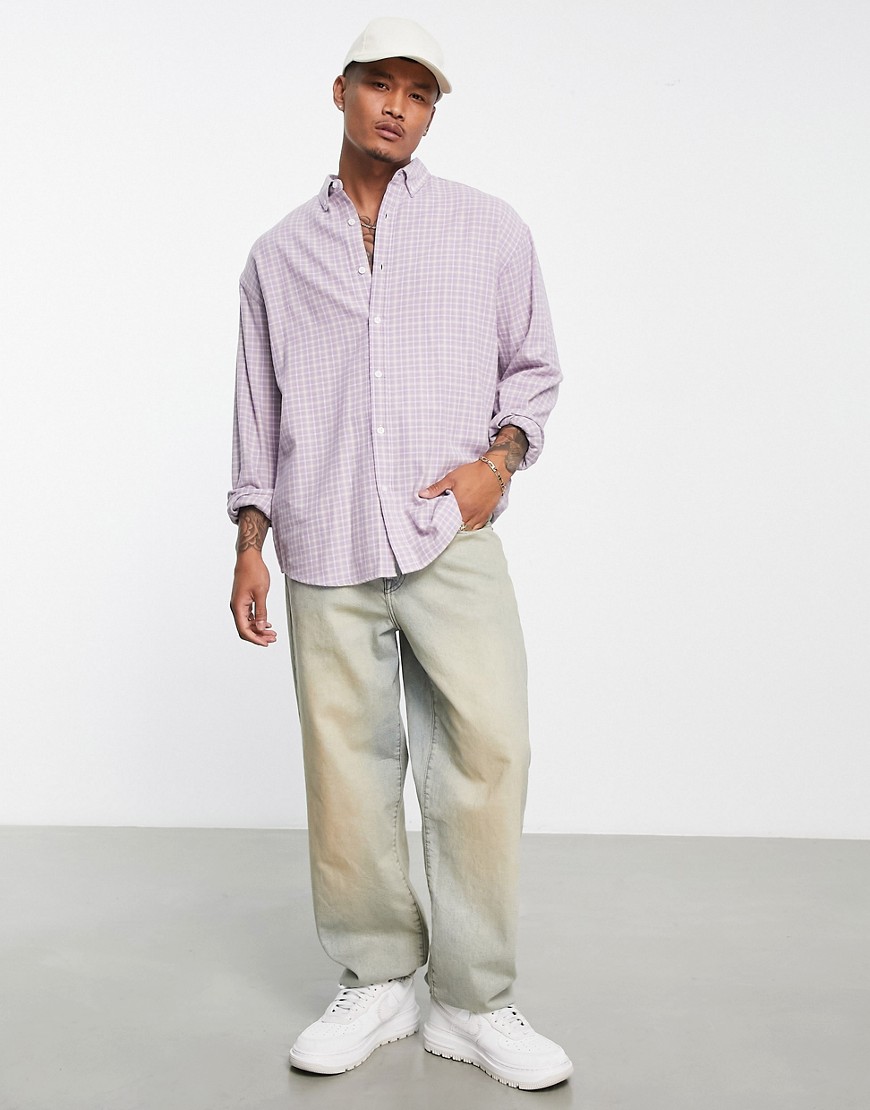 Camicia oversize anni'90 lilla vintage stile dad a quadri-Viola - ASOS DESIGN Camicia donna  - immagine1