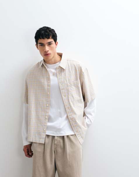 ASOS DESIGN - Camicia oversize beige a quadri - view 1