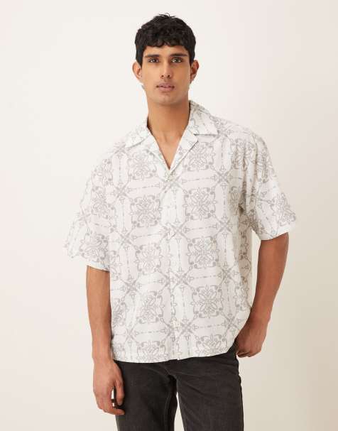 ASOS DESIGN - Camicia oversize beige con stampa fantasia - view 1