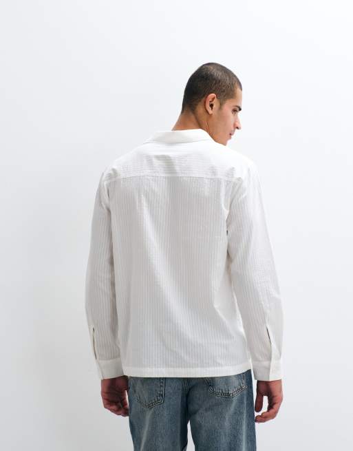 ASOS DESIGN - Camicia oversize bianca a righe trasparenti, 5 di 5