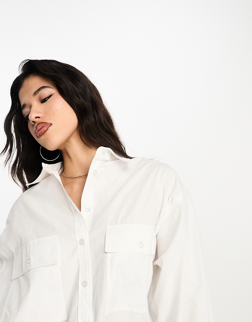 Camicia oversize bianca con polsini ampi-Bianco - ASOS DESIGN Camicia donna  - immagine1