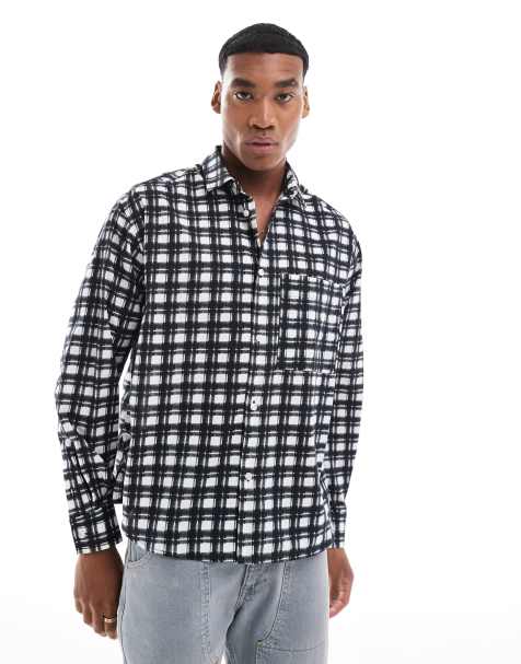 ASOS DESIGN - Camicia oversize bianca e nera a quadri - view 1