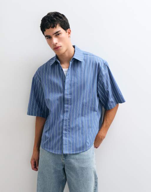ASOS DESIGN - Camicia oversize blu a righe, 2 di 5