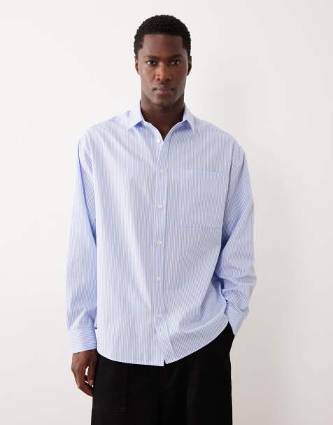 ASOS DESIGN - Camicia oversize blu e bianca a righe - view 1