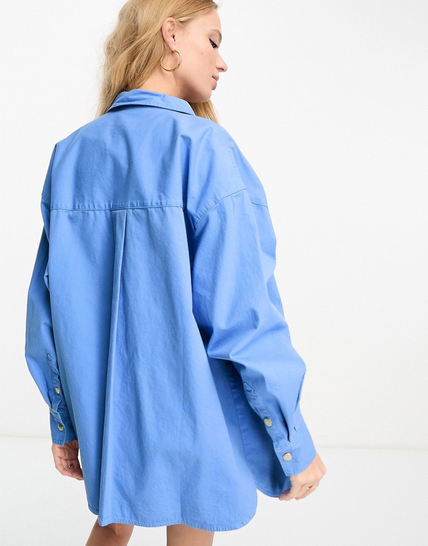 Camicia oversize blu slavato in cotone - ASOS DESIGN Camicia donna  - immagine3