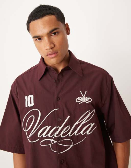 ASOS DESIGN - Camicia oversize bordeaux con ricamo, 4 di 4