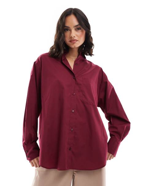 ASOS DESIGN - Camicia oversize bordeaux - view 1