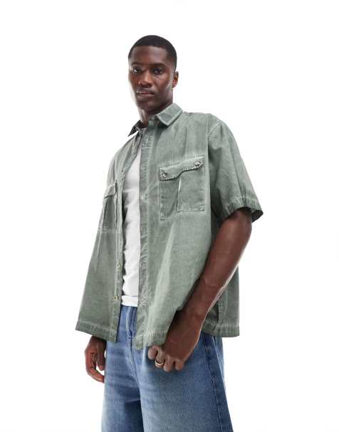 ASOS DESIGN - Camicia oversize cargo verde slavato - view 1