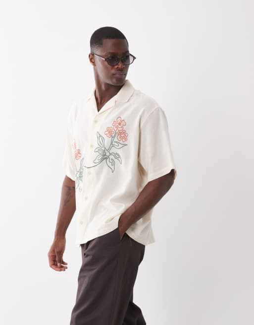 ASOS DESIGN - Camicia oversize color crema a fiori