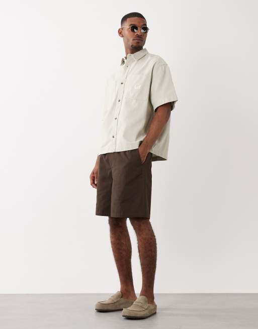 ASOS DESIGN - Camicia oversize color pietra con etichetta, 2 di 5