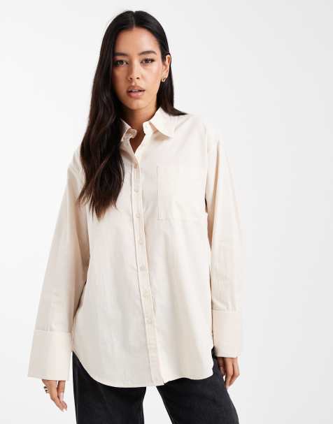 ASOS DESIGN - Camicia oversize color pietra con polsini ampi - view 1