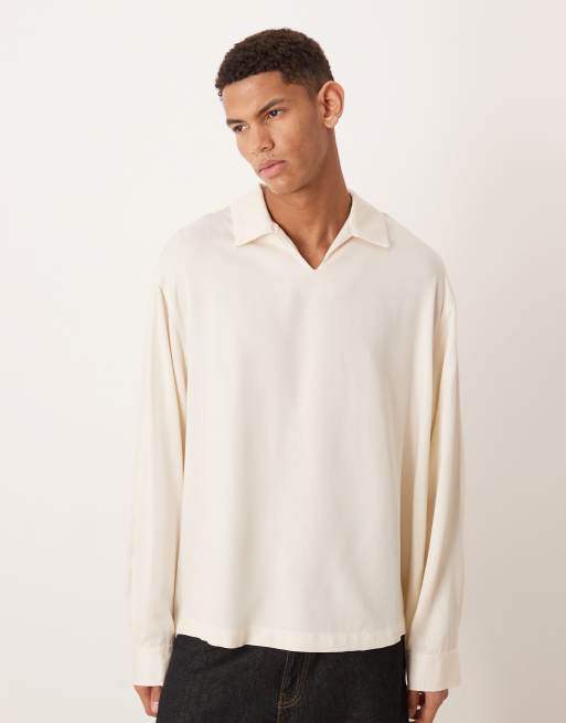 ASOS DESIGN - Camicia oversize color pietra