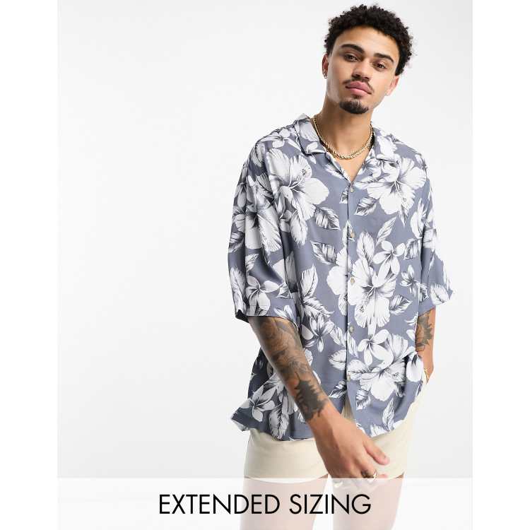 ASOS DESIGN Camicia oversize con spalle scese con stampa stile
