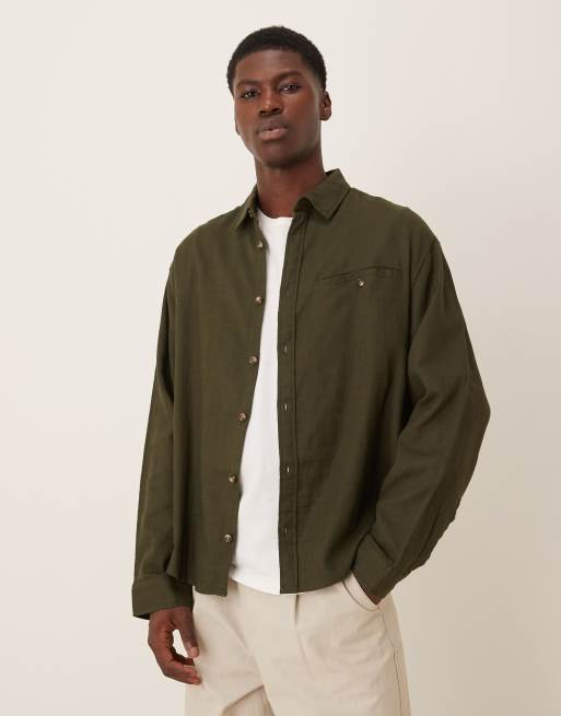 ASOS DESIGN - Camicia oversize con tasca color kaki