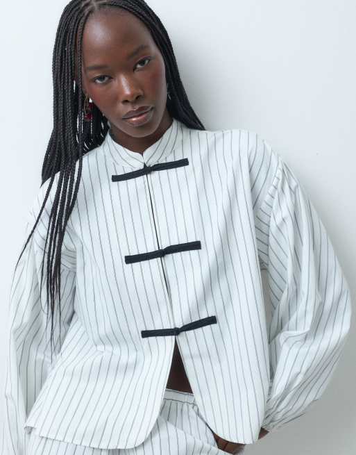 ASOS DESIGN - Coordinato gessato con camicia oversize stile mandarino, 3 di 3