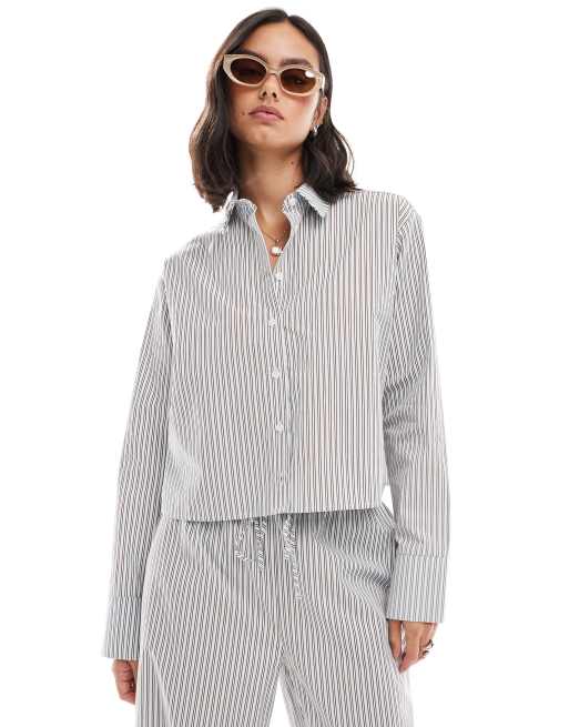 ASOS DESIGN - Camicia oversize corta blu a righe