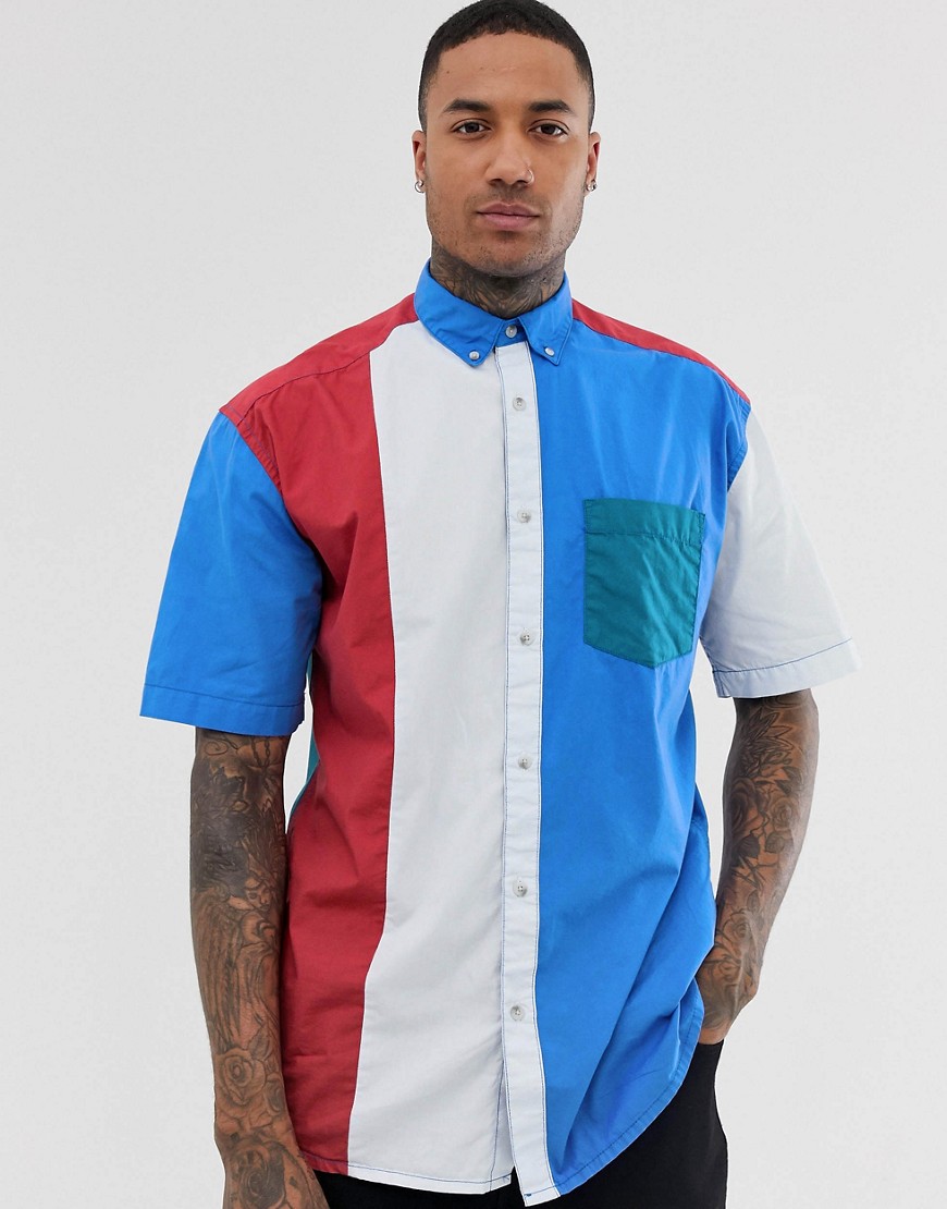 ASOS DESIGN - Camicia oversize cut and sew-Multicolore