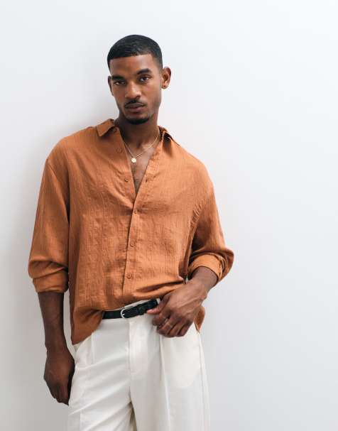 ASOS DESIGN - Camicia oversize drappeggiata color ruggine - view 1
