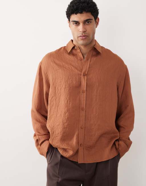 ASOS DESIGN - Camicia oversize drappeggiata color ruggine