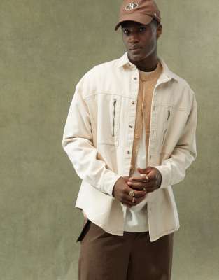 ASOS DESIGN - Camicia oversize écru stile anni '90 - view 1