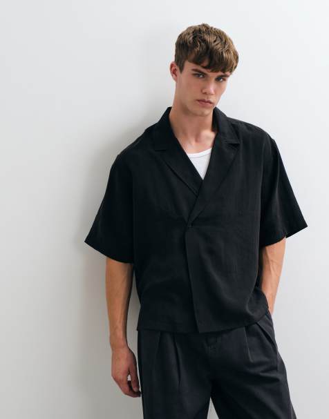 ASOS DESIGN camicia oversize fluida avvolgente nera - view 1