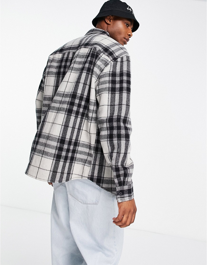 Camicia oversize grigia in misto lana a quadri stile anni'90-Grigio - ASOS DESIGN Camicia donna  - immagine3