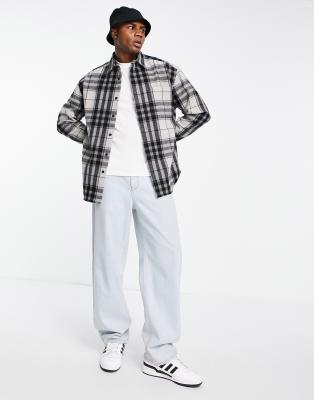 Camicia oversize grigia in misto lana a quadri stile anni'90-Grigio - ASOS DESIGN Camicia donna  - immagine2