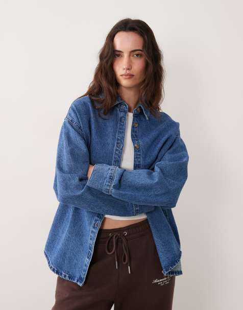 ASOS DESIGN camicia oversize in denim blu medio - view 1