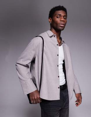 ASOS DESIGN - Camicia oversize in flanella grigia - view 1