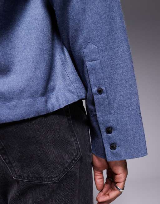 ASOS DESIGN - Camicia oversize in flanella squadrata blu, 3 di 4