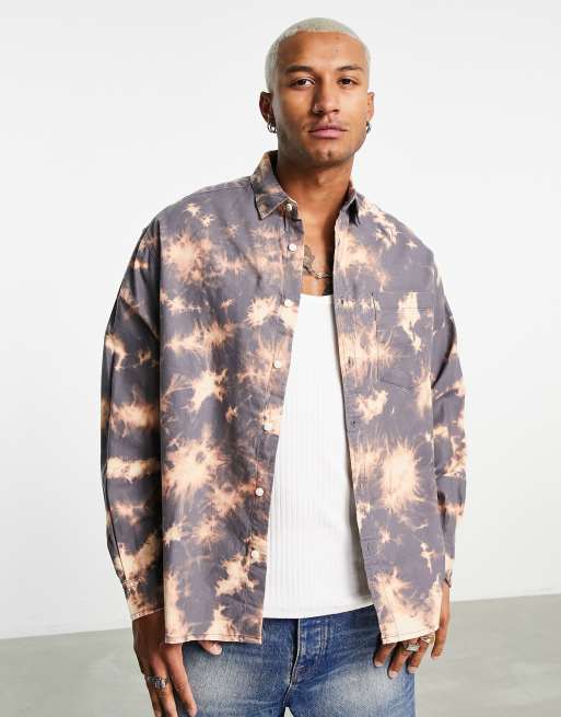 ASOS DESIGN - Camicia oversize in flanella squadrata lavaggio tie-dye