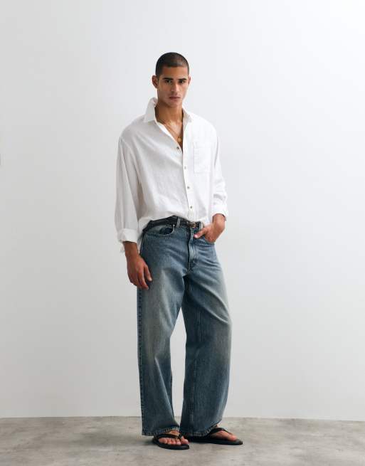 ASOS DESIGN - Camicia oversize in misto lino bianca, 3 di 5