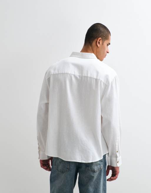 ASOS DESIGN - Camicia oversize in misto lino bianca, 5 di 5