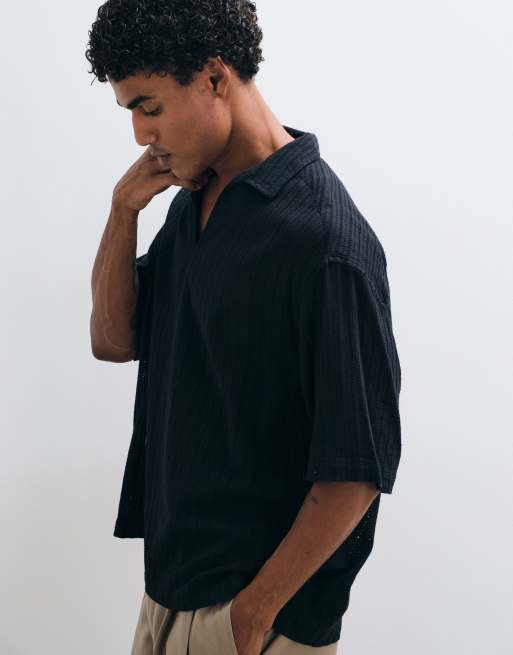 ASOS DESIGN - Camicia oversize in pizzo nera, 2 di 5