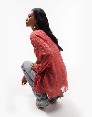 Camicia oversize in plumetis color ruggine-Rosso - ASOS DESIGN Camicia donna  - immagine3