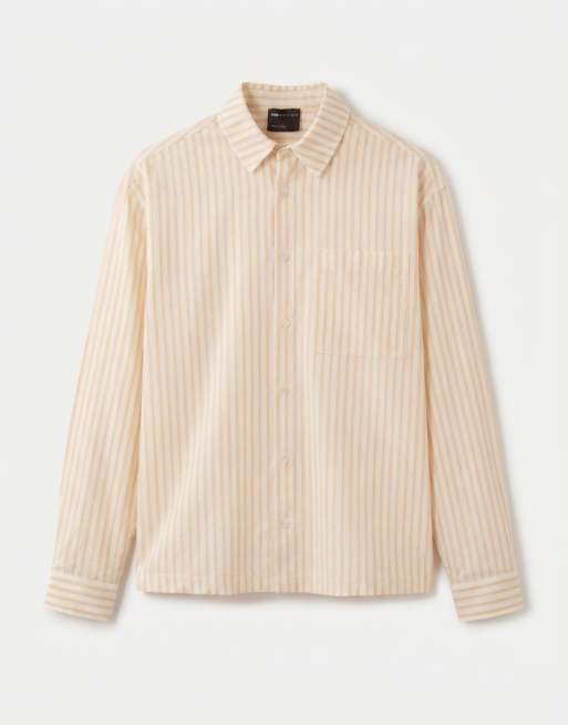 ASOS DESIGN - Camicia oversize in popeline a righe gialle e bianche, 6 di 9