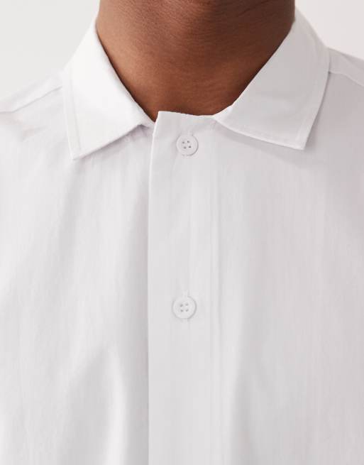 ASOS DESIGN - Camicia oversize in popeline bianca con abbottonatura, 4 di 5
