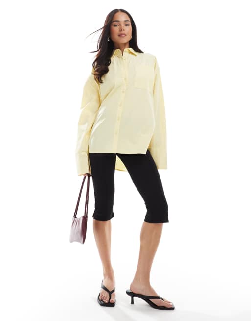 ASOS DESIGN - Camicia oversize in popeline color latticello con polsini ampi