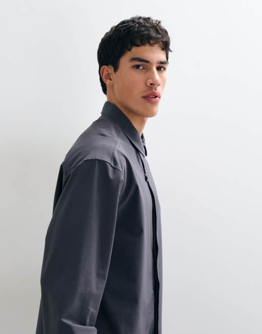 ASOS DESIGN camicia oversize in ripstop grigia, 4 di 5
