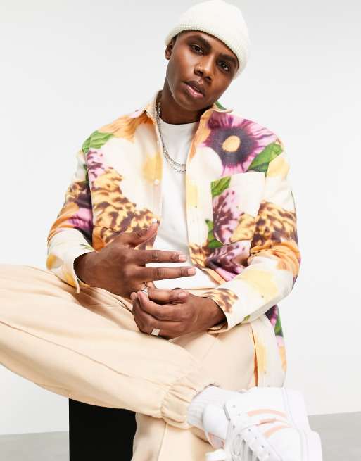 ASOS DESIGN - Camicia oversize in stile anni '90 in pile a fiori