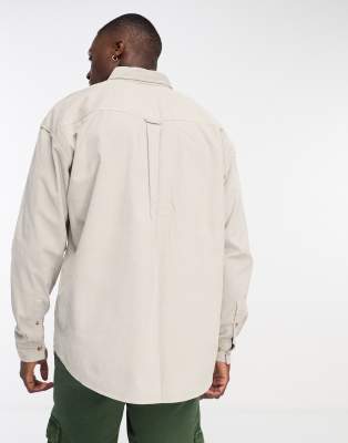 Camicia oversize in tessuto a coste color grigio pietra-Neutro - ASOS DESIGN Camicia donna  - immagine2