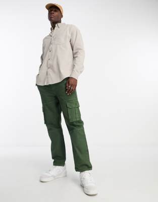 Camicia oversize in tessuto a coste color grigio pietra-Neutro - ASOS DESIGN Camicia donna  - immagine3