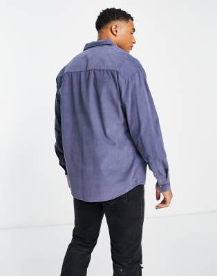 Camicia oversize in velluto a coste blu crepuscolare con doppia tasca - ASOS DESIGN Camicia donna  - immagine2