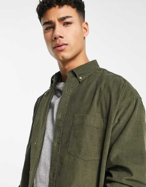 ASOS DESIGN - Camicia oversize in velluto a coste stile anni '90 kaki , 3 di 4