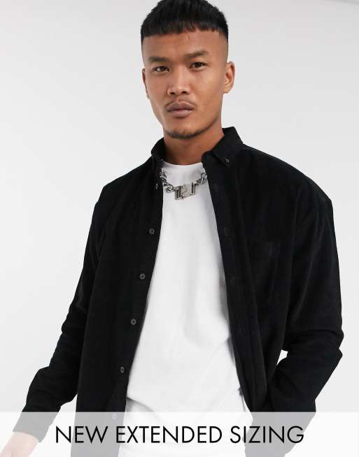 ASOS DESIGN - Camicia oversize in velluto a coste stile anni '90 nera