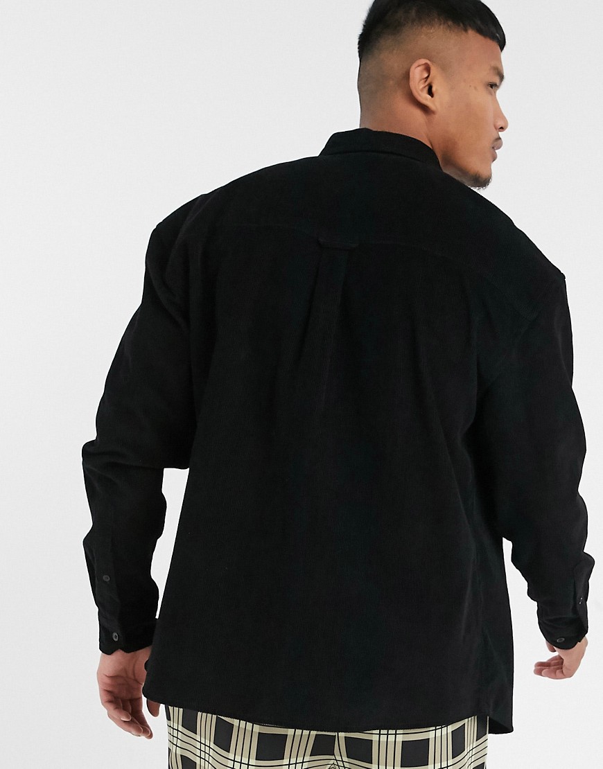 Camicia oversize in velluto a coste stile anni'90 nera-Nero - ASOS DESIGN Camicia donna  - immagine2