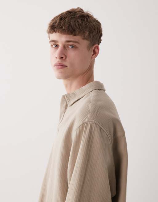 ASOS DESIGN - Camicia oversize marrone testurizzata, 4 di 5